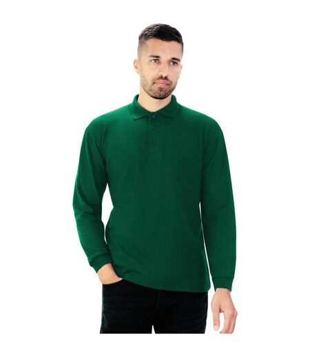 Polo à manches longues homme vert forêt Absolute Apparel