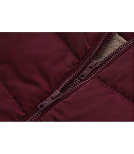 Womens/ladies Bubble Puffer Jacket Burgundy SoulCal