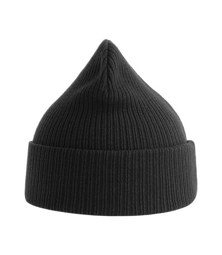 Unisex adult nelson ribbed organic cotton beanie black Atlantis