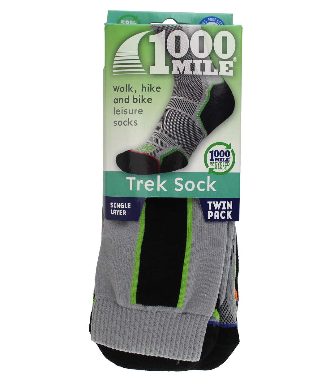 1000 Mile - 2 Pack Mens Walking Single Layer Socks-2