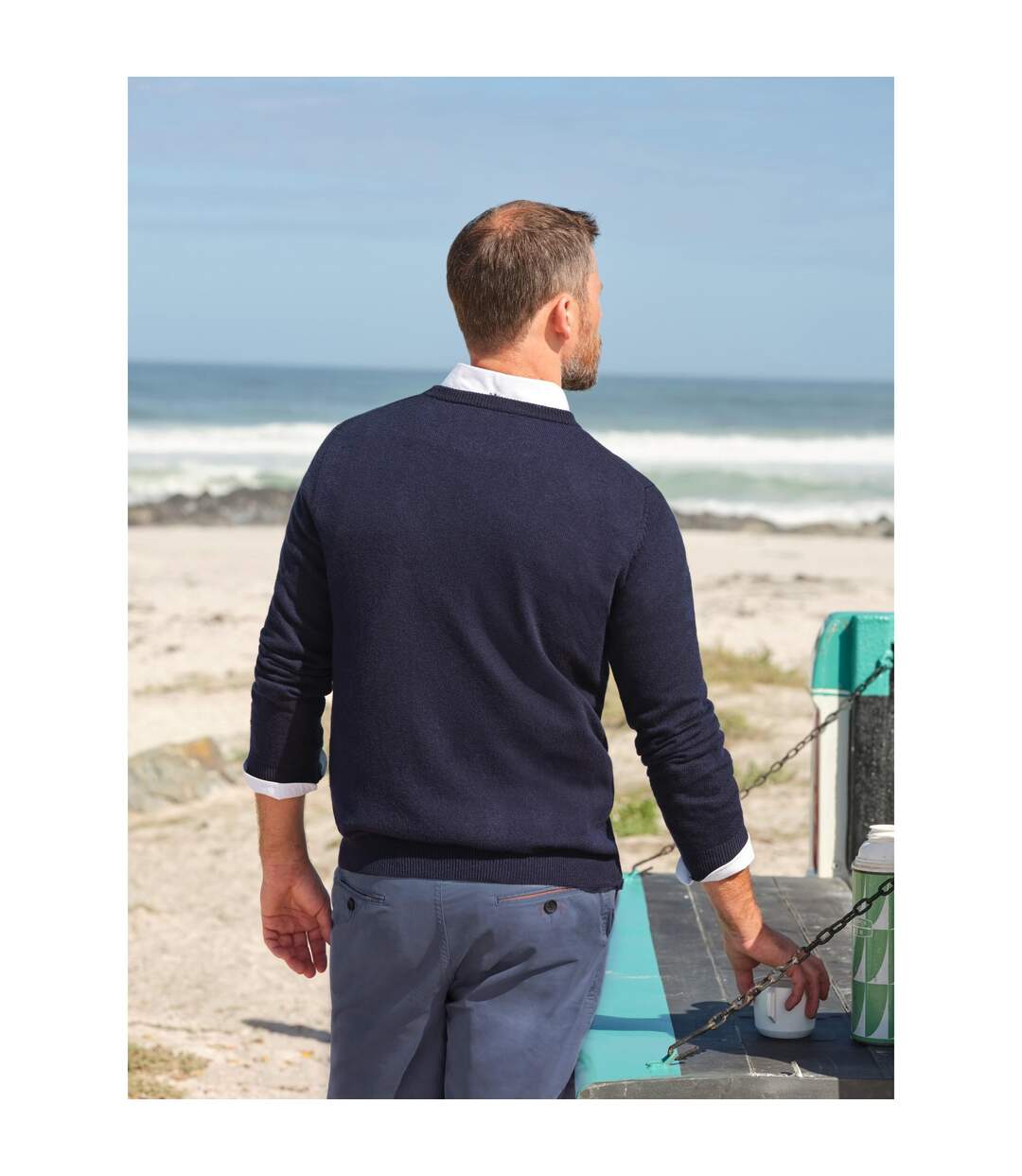 Mens Plain Cashmere Crew Neck Jumper Navy WoolOvers-1