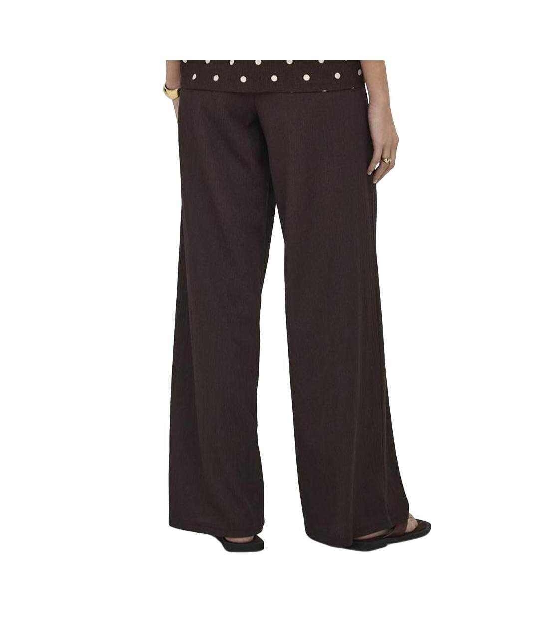 Pantalon fluide marron à pois femme jdy ebbie-2
