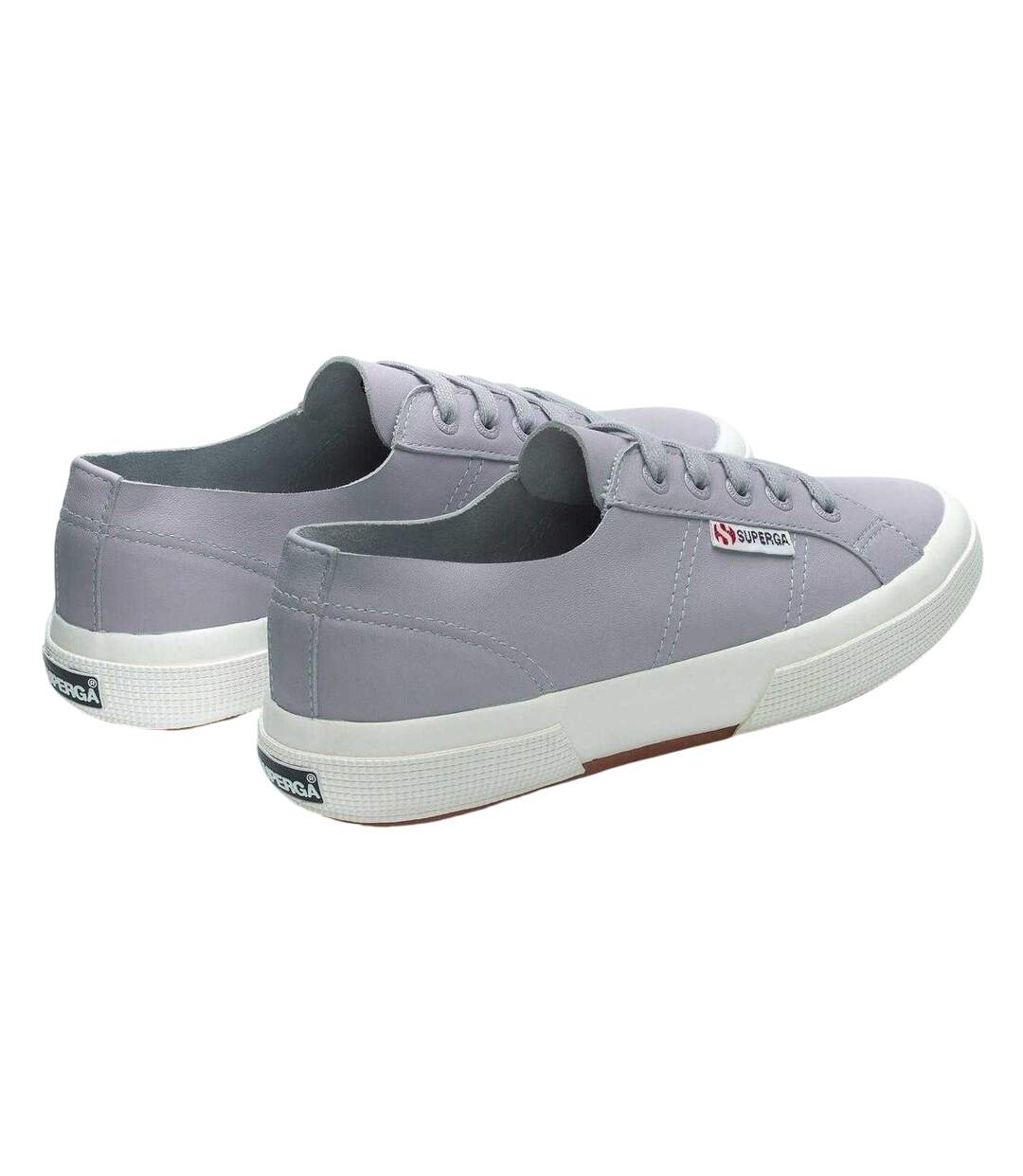 Womens/ladies 2750 Nappa Leather Flat Shoes Blue Superga-2