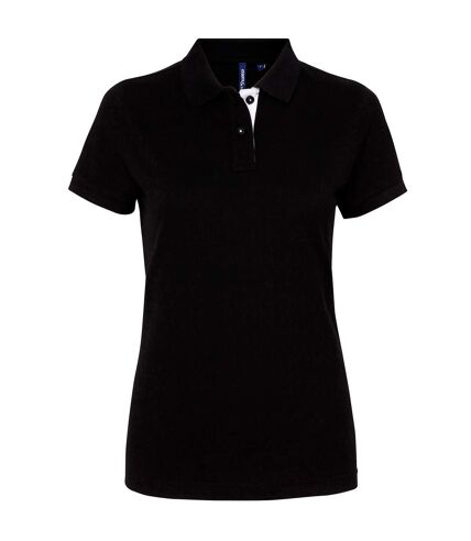 Asquith & Fox Womens/Ladies Short Sleeve Contrast Polo Shirt (Black/ White) - UTRW5353