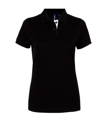 Asquith & Fox Womens/Ladies Short Sleeve Contrast Polo Shirt (Black/ White)
