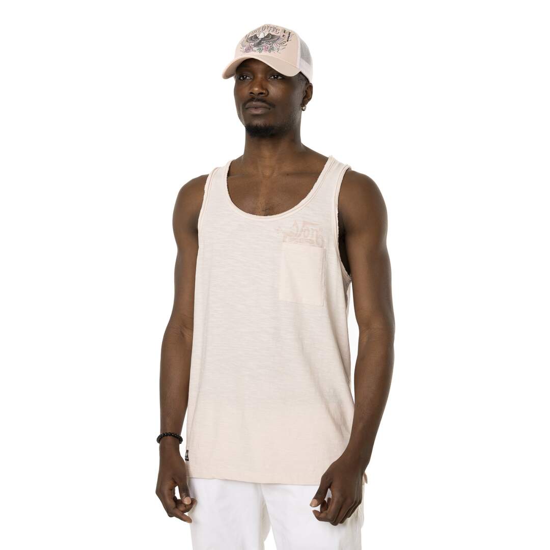 Débardeur homme en slub avec poche et print en coton Chill Vondutch-1