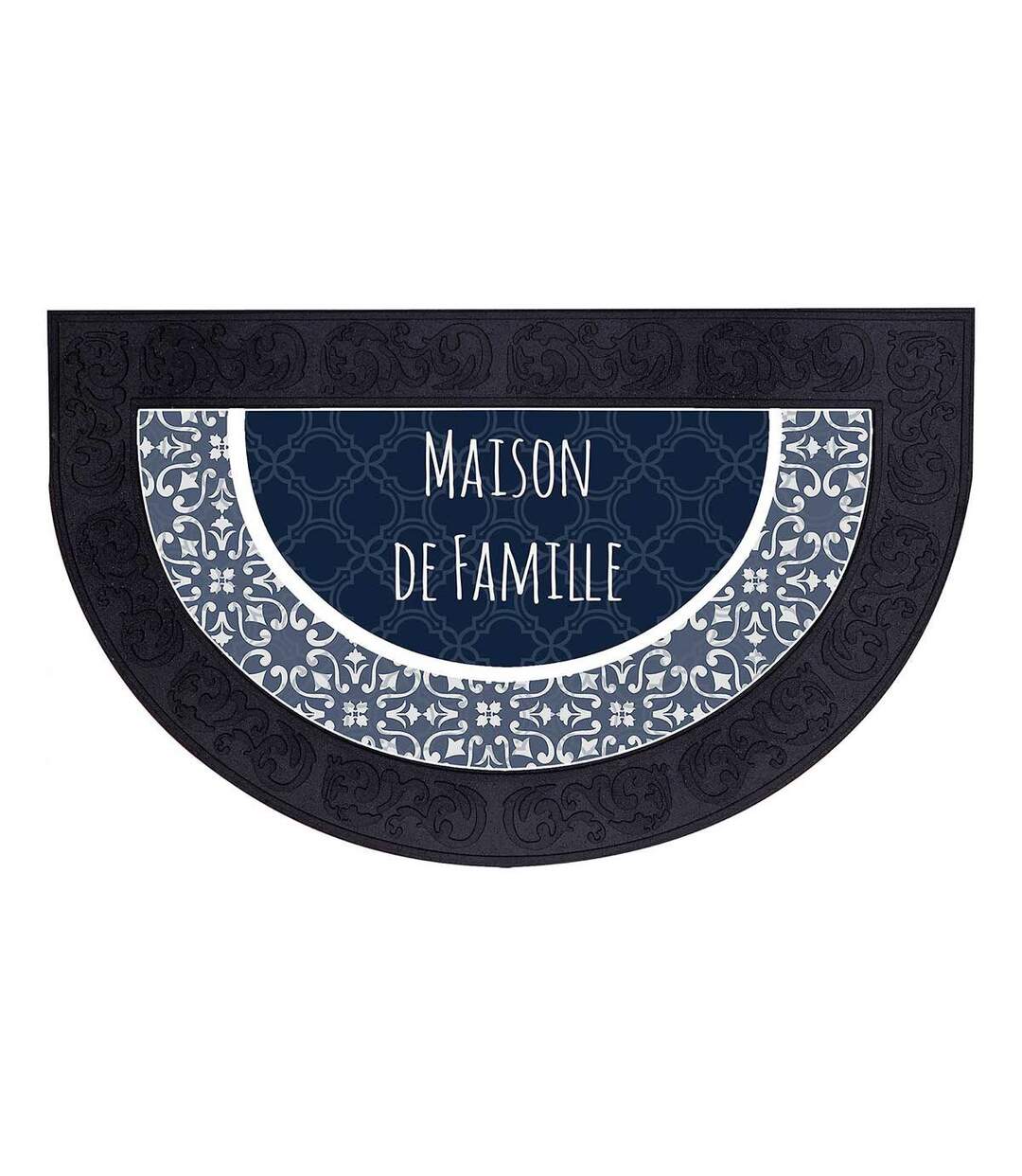 Tapis d'Entrée Demi-Lune Eltea 45x75cm Noir & Bleu-1