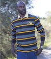 Men's Blue Long Sleeve Blue Striped Polo Shirt  Atlas For Men