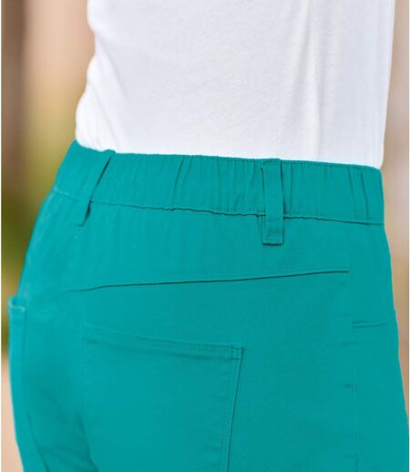 Pantalon en toile extensible femme - vert