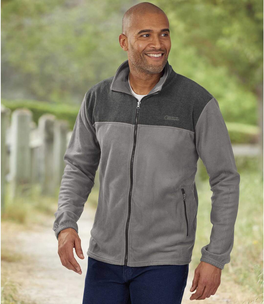 Pack of 2 Men's Full Zip Fleece Jackets - Grey, Black-2