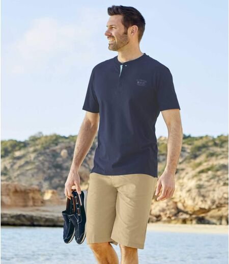 Pack of 2 Men's Canvas Shorts - Beige Navy