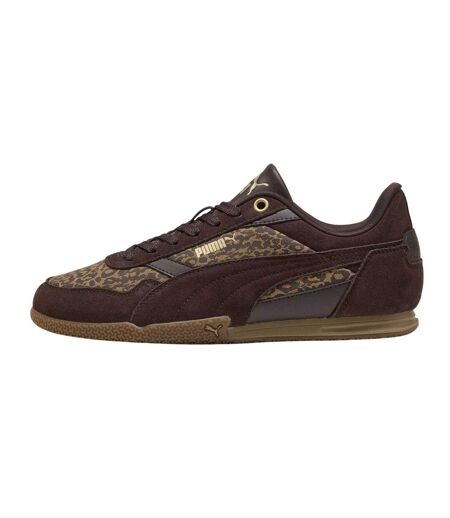 Womens/ladies Bella Donna Feline Recycled Leather Trainers Taupe Chocolate Puma