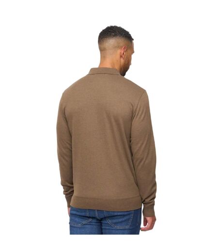 Mens Stalwart Polo Shirt Dark Taupe White Bewley & Ritch