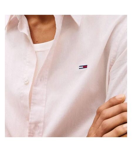 Chemisette rayures blanc/rose homme tommy hilfiger linen blend - l