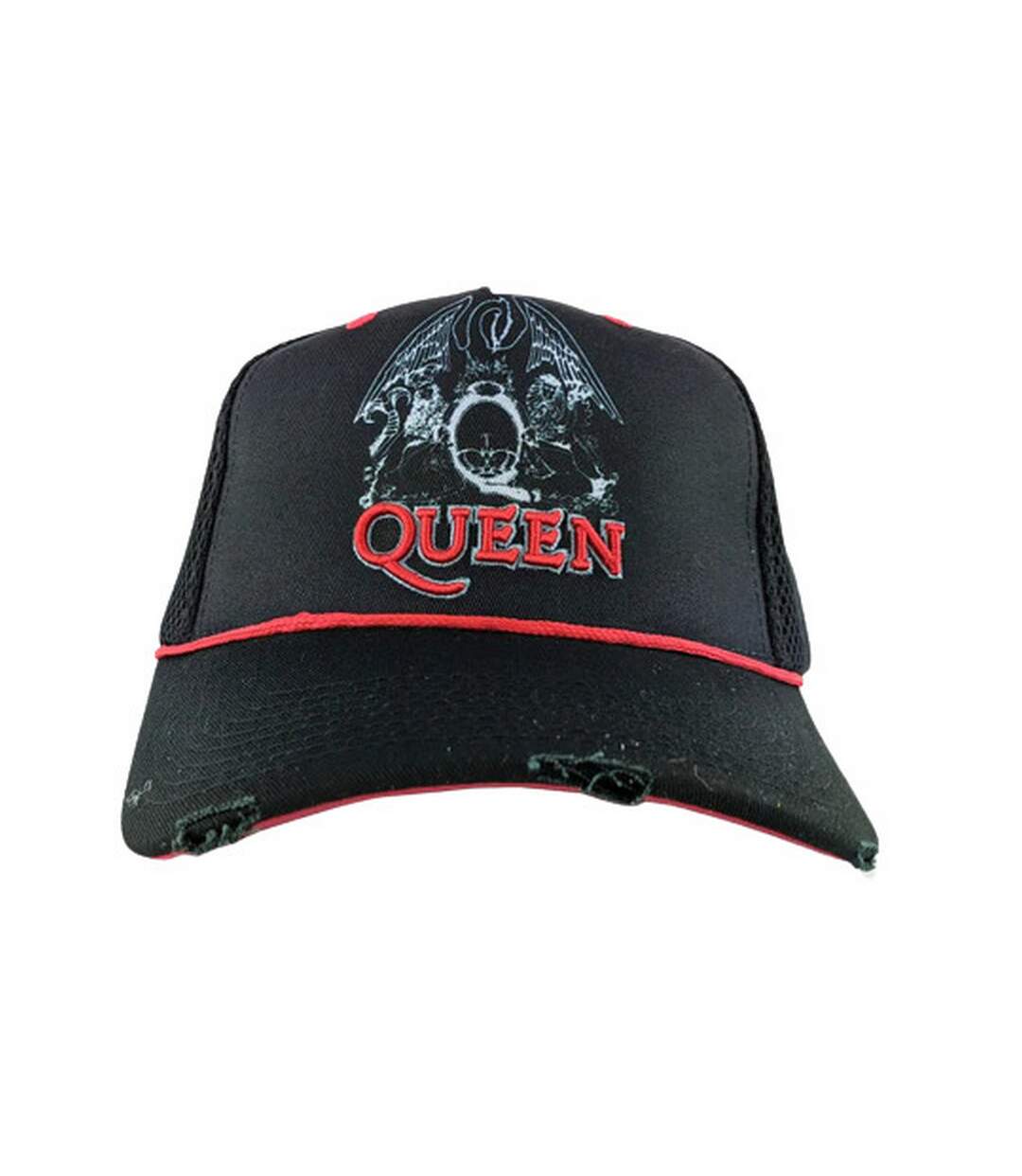 Unisex Adult Line Art Crest Queen Trucker Cap Black Red Amplified-1