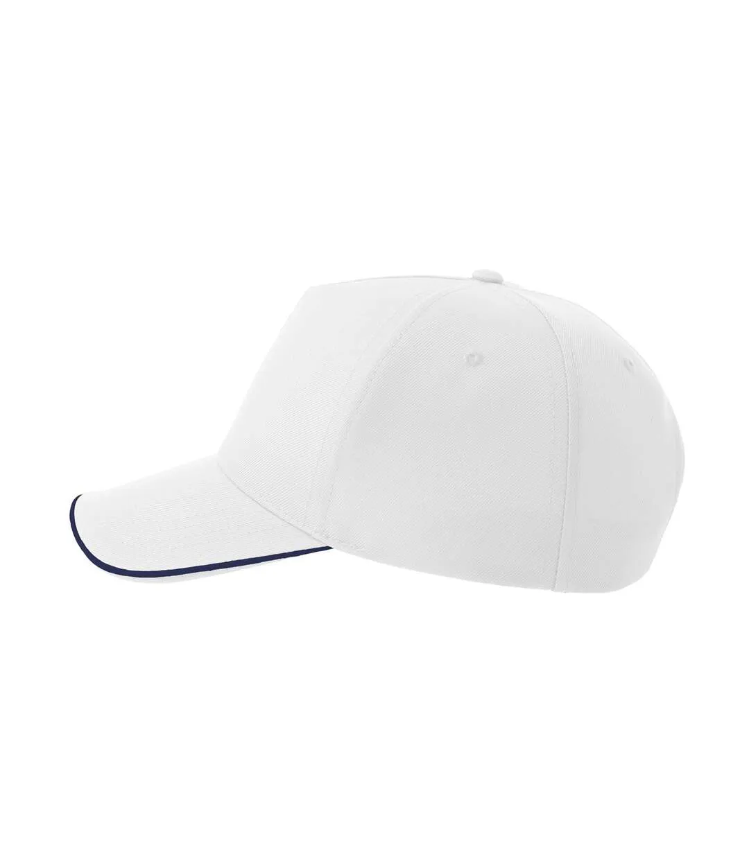 Casquette De Baseball Motif/style 5 Panneaux Recy Five Piping Adulte Blanc Bleu Marine Atlantis Headwear-3