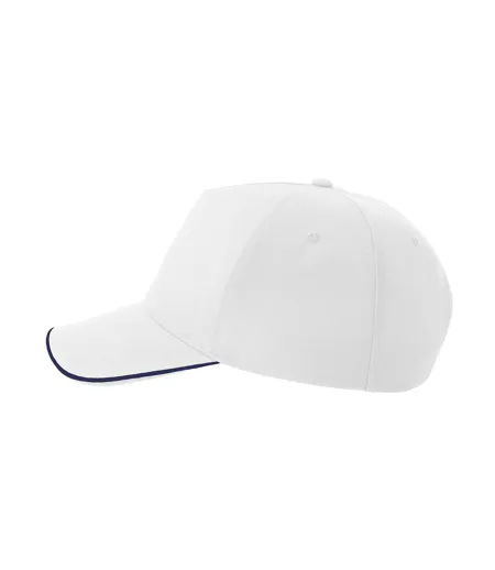Casquette De Baseball Motif/style 5 Panneaux Recy Five Piping Adulte Blanc Bleu Marine Atlantis Headwear