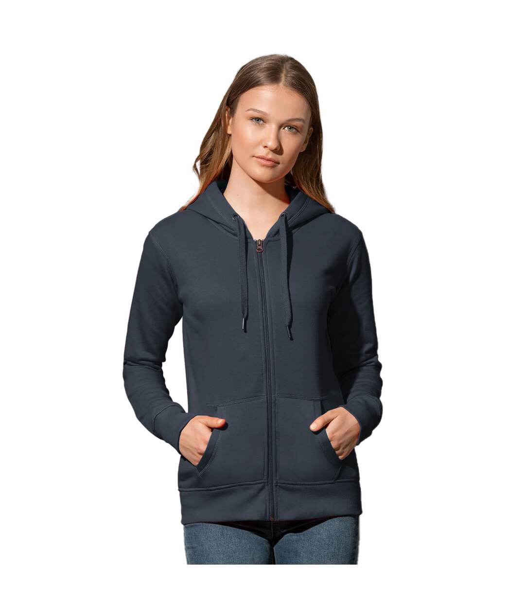 Sweatshirt femme active zippé bleu nuit Stedman-2