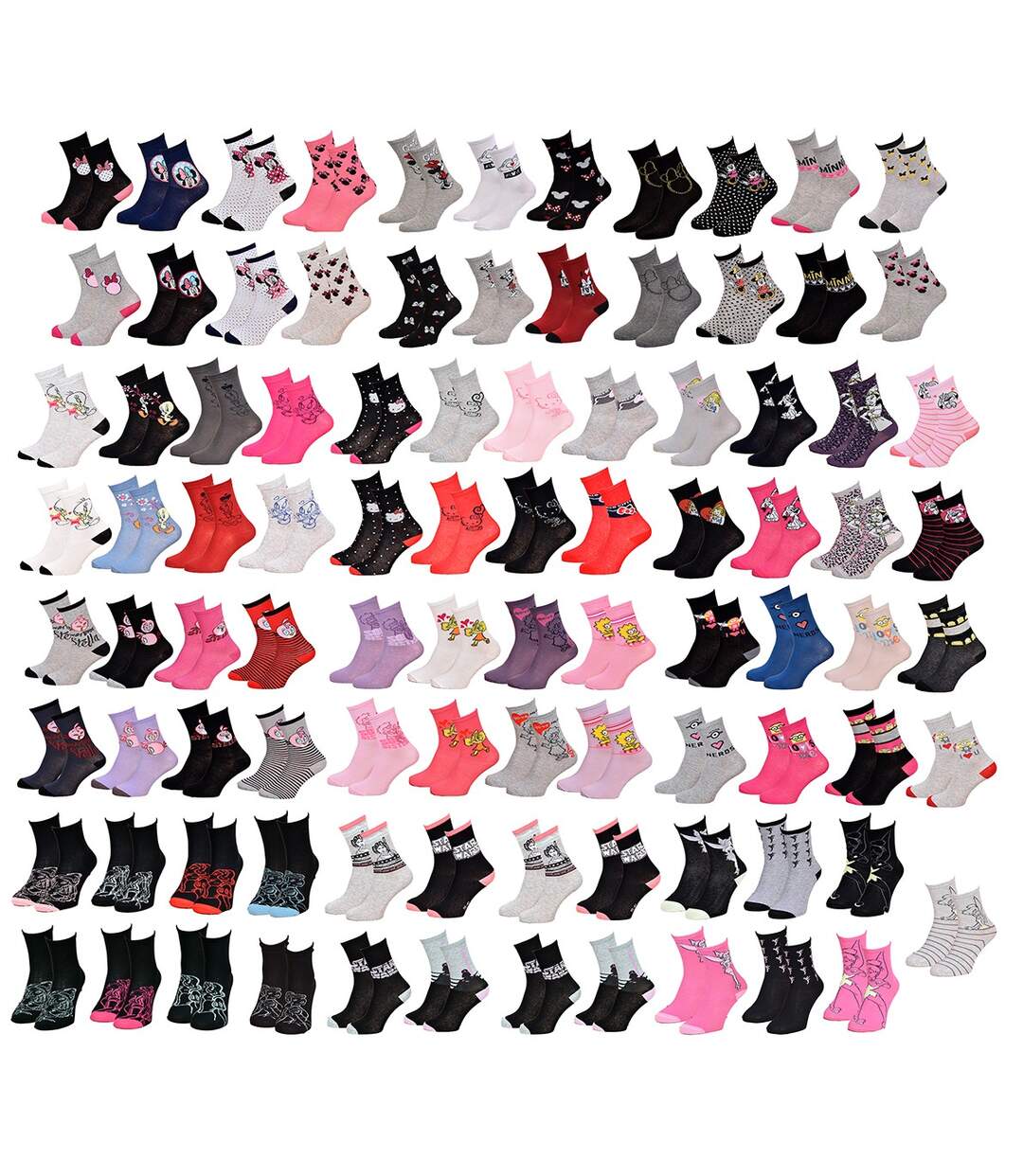 Chaussettes femme LICENCE Fantaisie-Assortiment modèles photos selon arrivages- Pack de 10 paires Multilicence Surprise-1