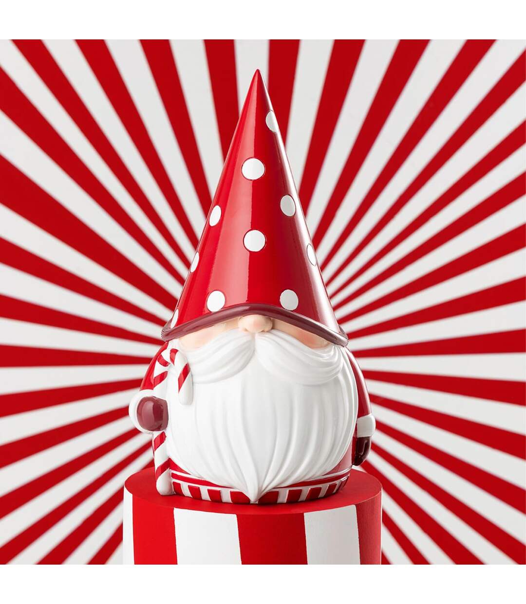 Gnome Père-Noël Pois 41cm Rouge & Blanc-3