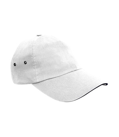 Unisex adult printers plush cotton 5 panel cap white/navy Result Headwear