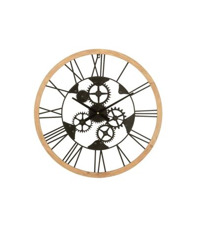 Paris Prix - Horloge Murale En Métal roues 60cm Noir & Naturel
