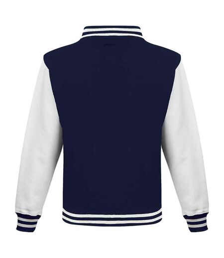 Unisex adult varsity jacket oxford navy/white Awdis