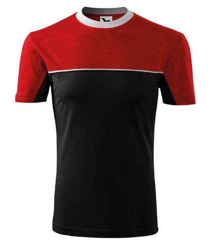 T-shirt fashion manches courtes bicolore - Unisexe - MF109 - noir et rouge