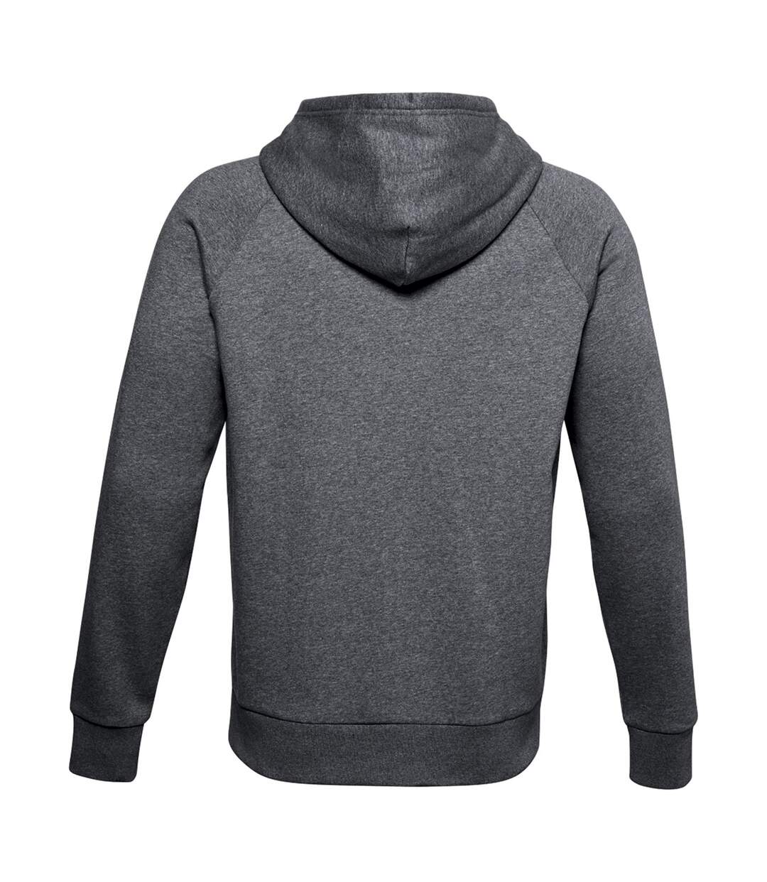 Mens rival fleece full zip hoodie light grey heather/onyx white Under Armour-2