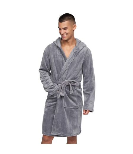 Mens backdraw hooded robe grey marl Crosshatch