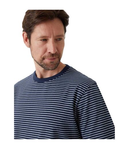 Mens Striped Crew Neck T-shirt Navy Saltwell