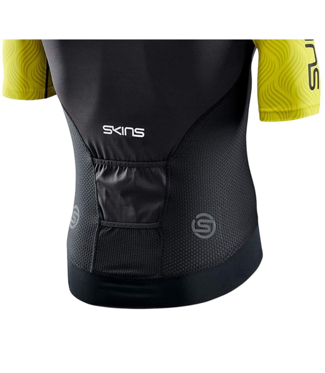 Mens Elite Mock Neck Cycling Top Yellow Black Skins-4