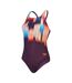 Womens/ladies Medalist Digital Print One Piece Swimsuit Plum Red Speedo-2