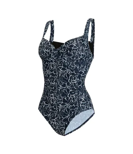 Maillot De Bain 1 Pièce Motif/style Floral Sakari Tummy Control Femme Bleu Marine Regatta