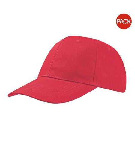 Atlantis Start 6 Panel Baseball Cap (Pack of 2) (Red) - UTAB416