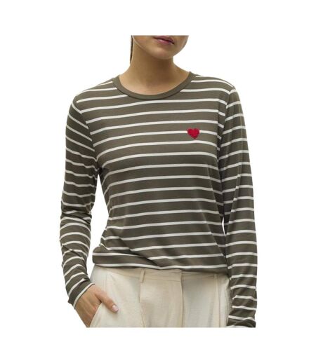 T-Shirt blanc/kaki femme vero moda clara