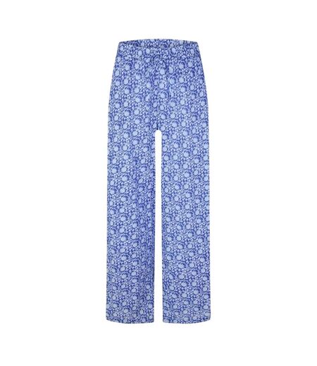 Womens/ladies Lyca Floral Wide Leg Trousers Dresden Blue Vero Moda