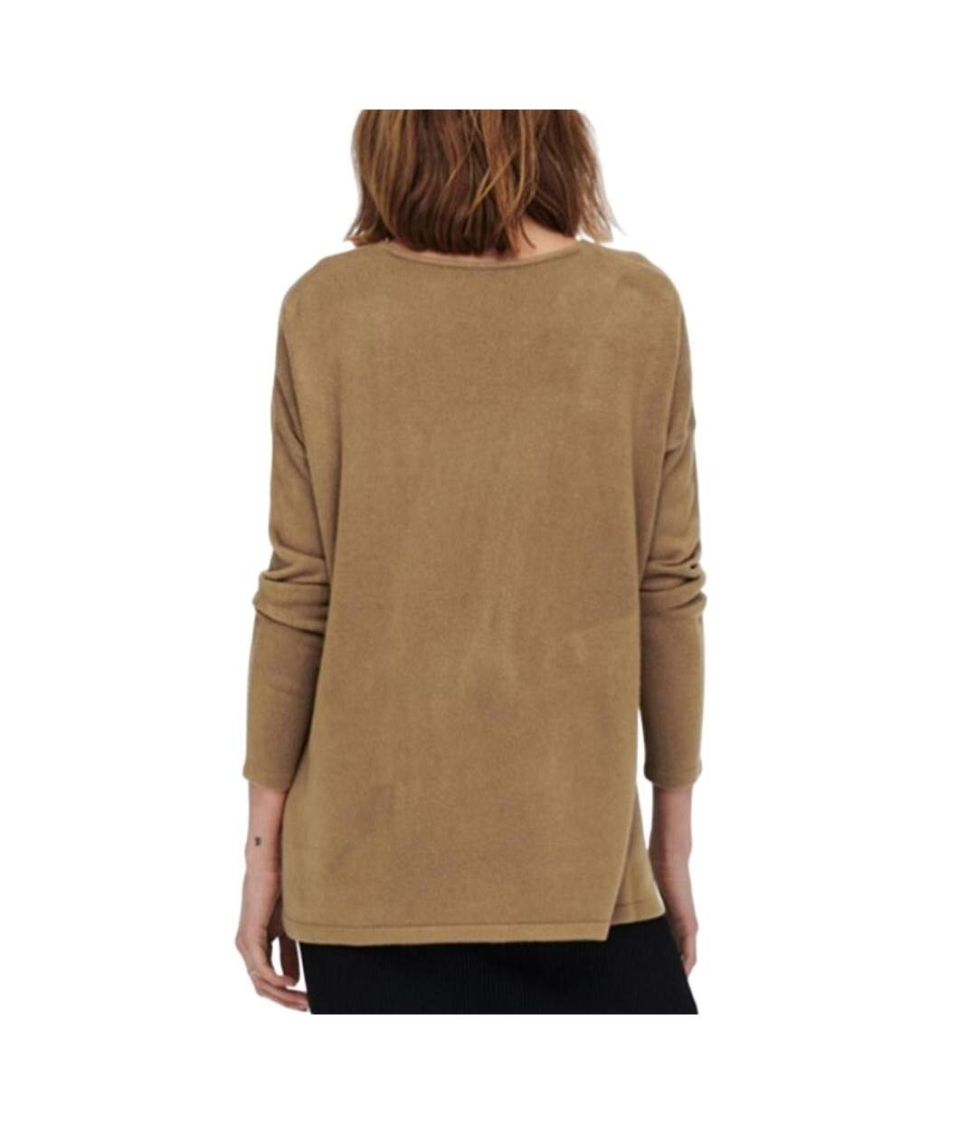 Pull en maille marron clair femme only lamalia-2