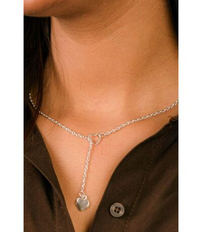 Two Heart Charm Cross Solid Heart Drop Interlock Y Shape Lariat Necklace