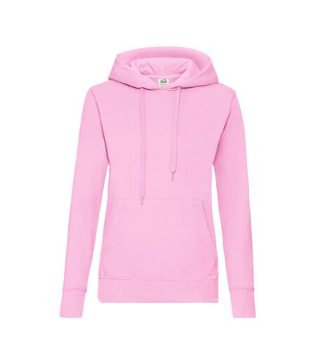 Womens/ladies Classic Hoodie Light Pink Fruit Of The Loom