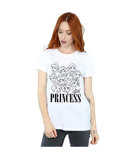 Disney Femme/Ladies Princess Multi Faces Cotton Boyfriend T-Shirt (Blanc) - UTBI42939