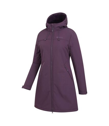 Womens/ladies fern longline soft shell jacket purple Mountain Warehouse