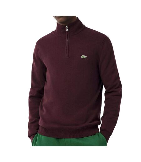Pull 1/4 zip bordeaux homme lacoste regular