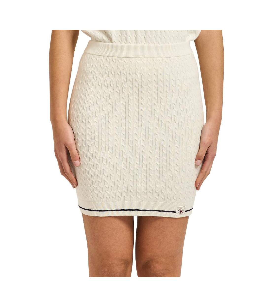 Jupe beige femme calvin klein jeans microcable-1