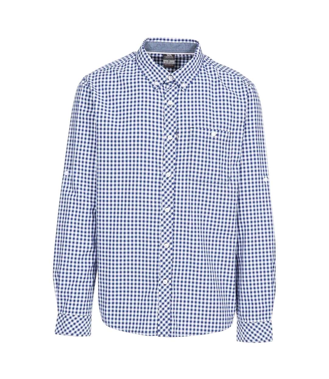 Mens Checkerboard Button-down Shirt Blue Check Trespass-2