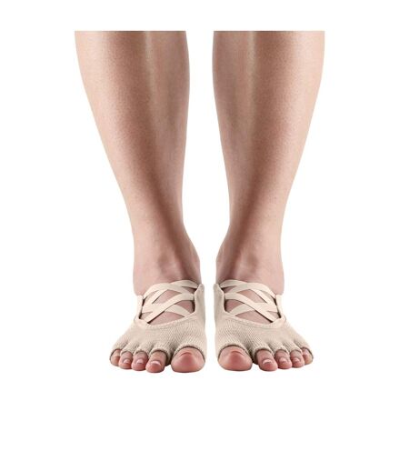 Chaussettes à demi-orteils antidérapantes elle femme beige Toesox