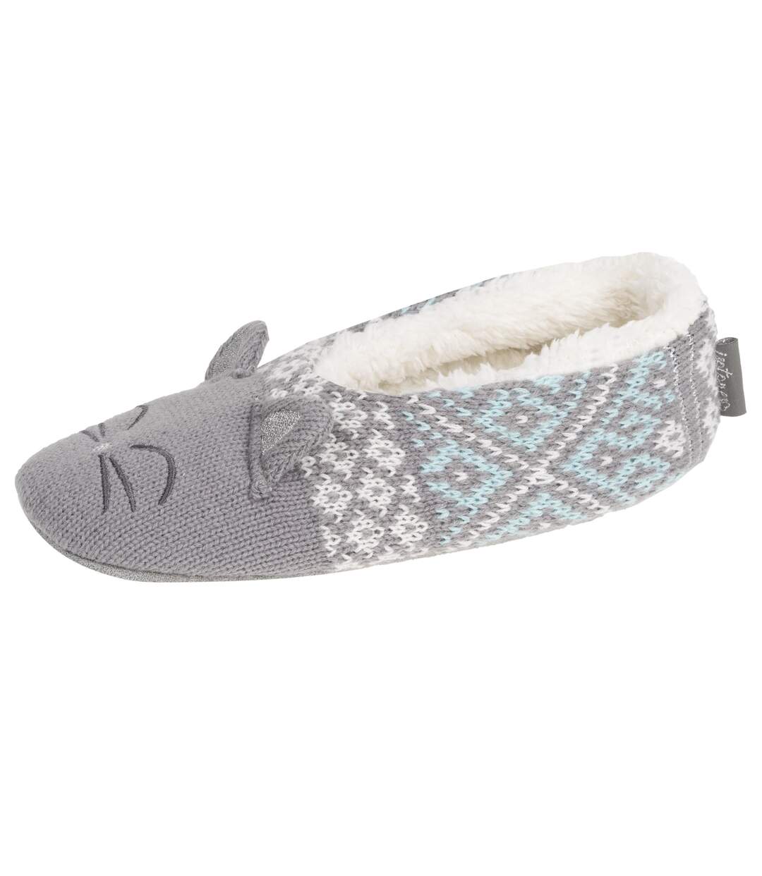 Isotoner Chaussettes d'intérieur femme maille jacquard, picots antidérapants-1