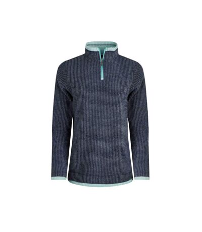 Womens/ladies beye grid eco friendly quarter zip fleece top rich navy Weird Fish