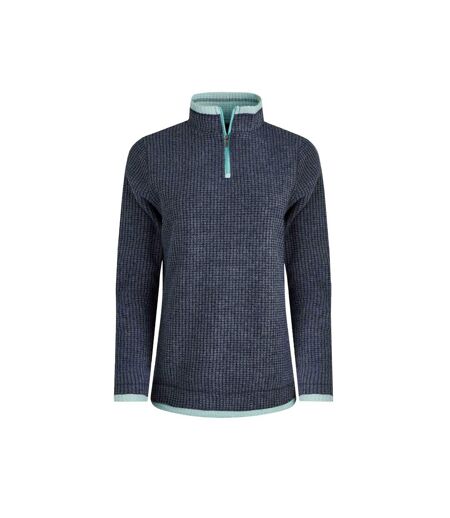 Womens/ladies beye grid eco friendly quarter zip fleece top rich navy Weird Fish
