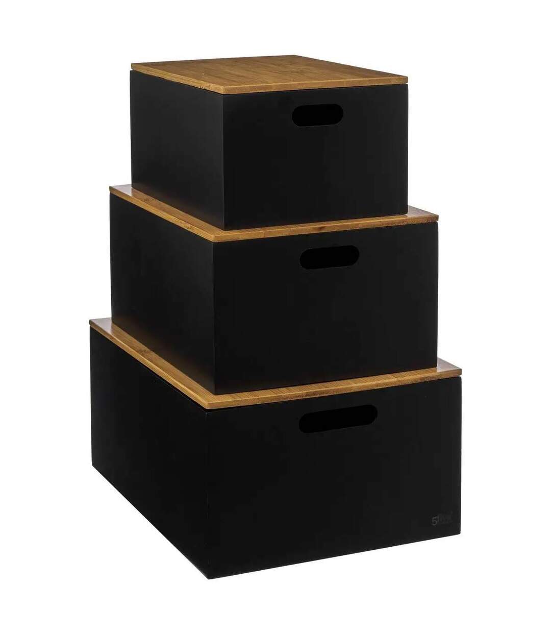 Lot de 3 Boîtes de Rangement Bava 34cm Noir-1